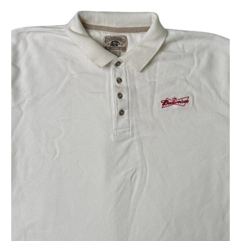 Vintage Eagle Dry Goods Company Budweiser Mens Polo Shirt White‎ Heavy Size 2XL